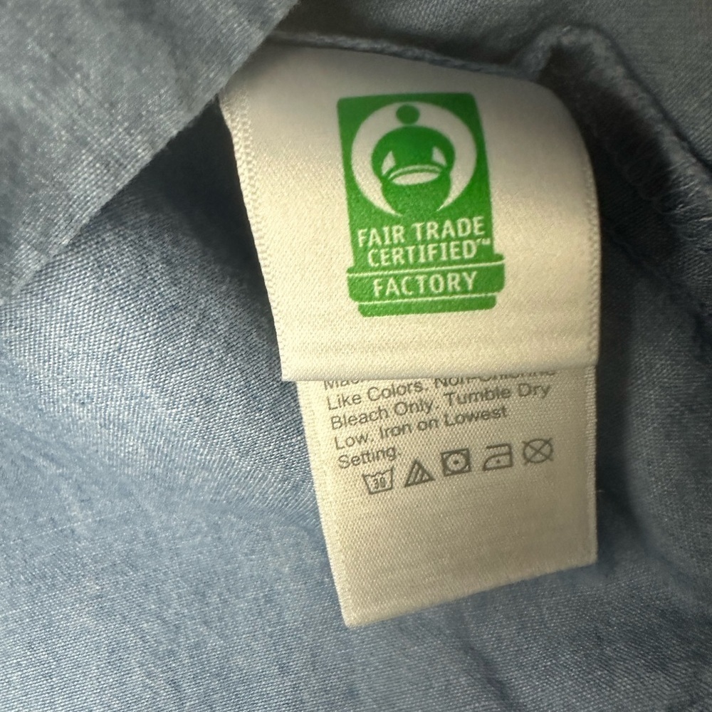 J. Crew Blue Chambray Ruched Tie Neck Top Coastal Beach Prairie - Picture 3 of 4
